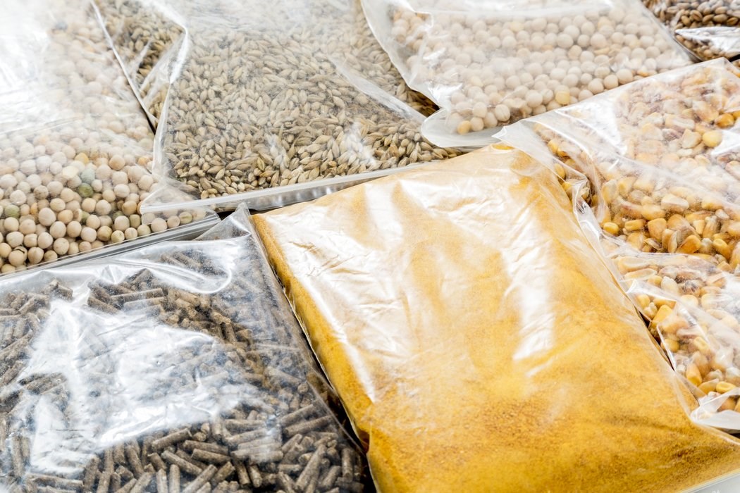 feed ingredients packed in small bags