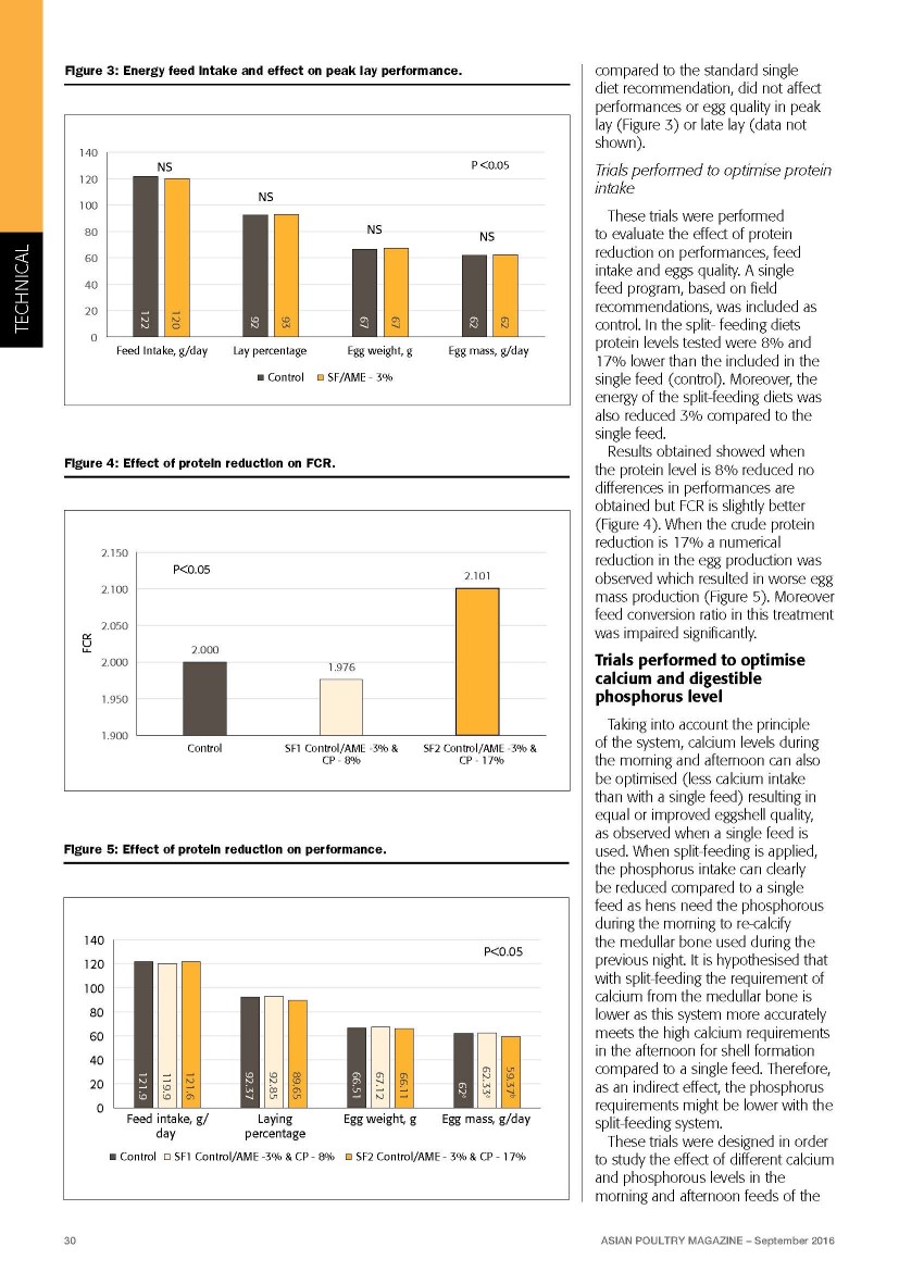 Energy intake of lay performance 