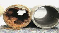 Biofilms clogging the pipeline before and after